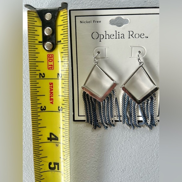 Ophelia Roe Silver and Blue Fringe Earrings Nickel free - Picture 2 of 2